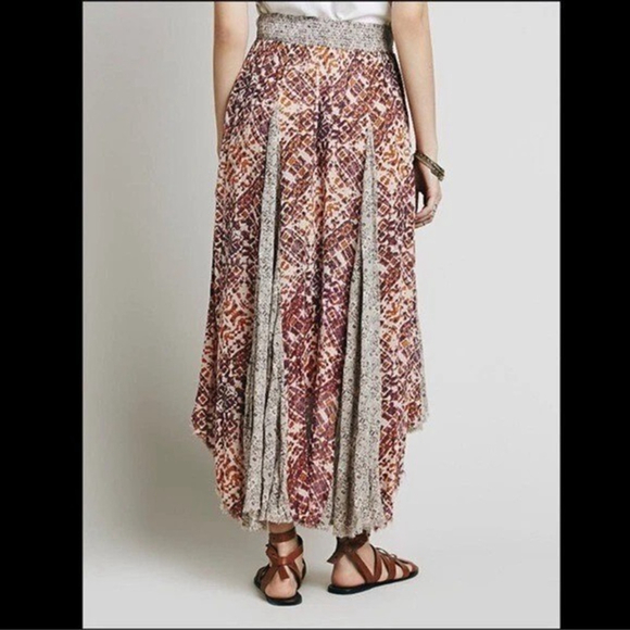 Free People Dresses & Skirts - Free People Maxi Skirt High Low Gauze Raw Patchwork Cottagecore Bloom Tribal M
